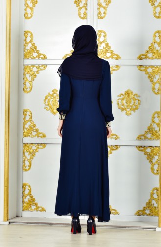 Navy Blue Hijab Dress 52700-05