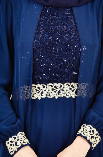 Navy Blue Hijab Dress 52700-05