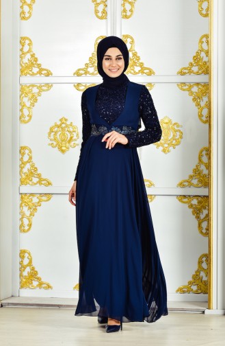 Dunkelblau Hijab Kleider 52701-05