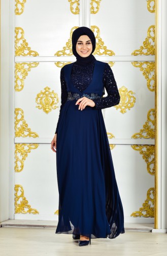 Abendkleid aus Chiffon 52701-05 Dunkelblau 52701-05