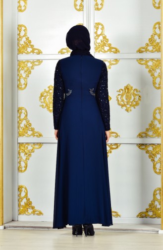 Navy Blue Hijab Dress 52701-05