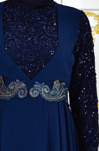 Navy Blue Hijab Dress 52701-05