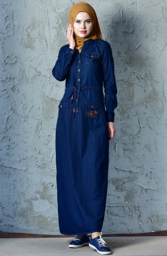 Navy Blue Hijab Dress 9200-01