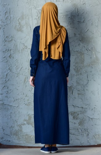 Dunkelblau Hijab Kleider 9200-01