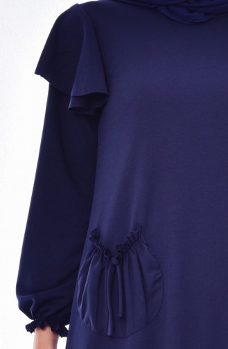 Ruffled Pocket Dress 3320-04 Navy Blue 3320-04