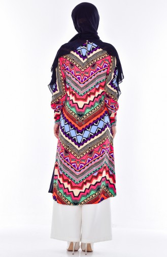 Patterned Long Tunic 013231-01 Purple Fuchsia 013231-01