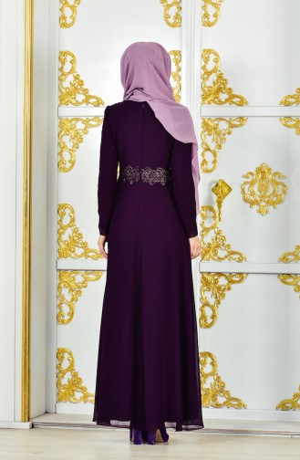 Purple Hijab Evening Dress 1282-02