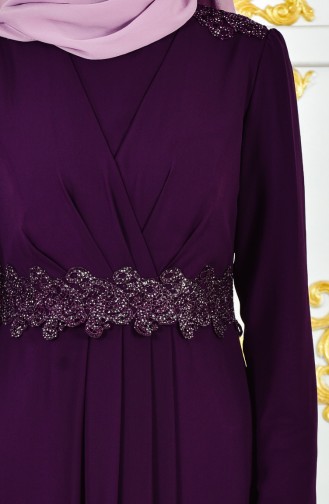 Robe de Soirée à Guipure  1282-02 Pourpre 1282-02