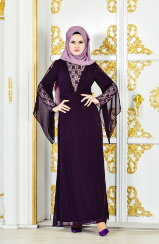 Lace Evening Dress 1284-02 Purple 1284-02