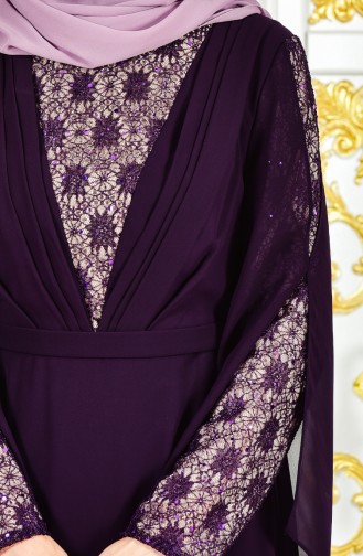 Lace Evening Dress 1284-02 Purple 1284-02