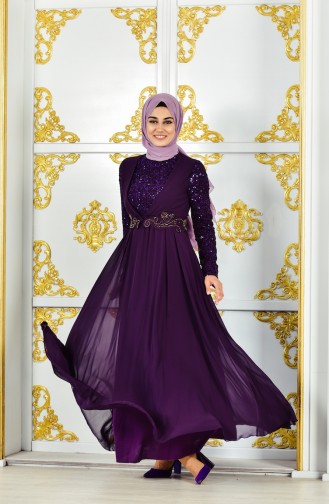 Lila Hijab Kleider 52701-03