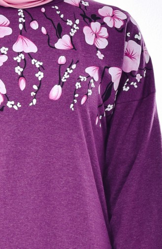 Flower Printed Tunic 2908-10 Purple 2908-10