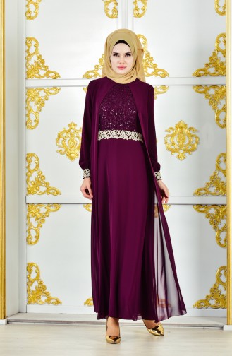 Kleid aus Chiffon 52700-06 Zwetschge 52700-06