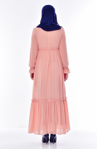 Powder Hijab Evening Dress 8132-03
