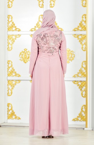 Powder Hijab Evening Dress 4000-01