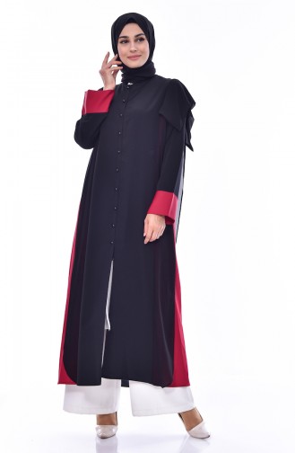 Buttoned Abaya 000011-01 Black 000011-01