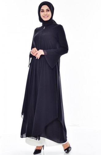 Abaya a Capuche 2522-01 Noir 2522-01