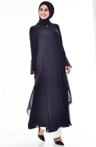 Abaya mit Kapuzen 2522-01 Schwarz 2522-01