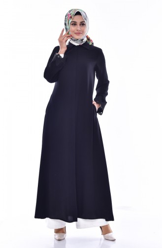 Sleeve Ruched Abaya 2525-01 Black 2525-01