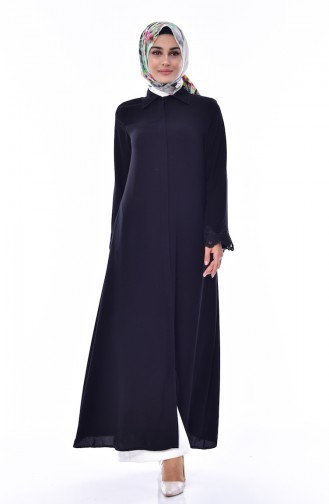 Abaya mit Spitzen 2525-01 Schwarz 2525-01