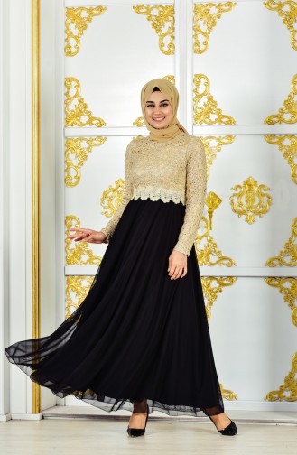 فساتين سهرة بتصميم اسلامي أسود 1013-01