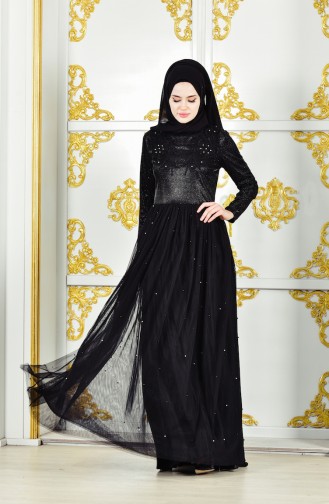 Geschnürtes Abendkleid 31558-03 Schwarz 31558-03