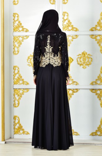 Robe de Soirée a Paillettes 8035-05 Noir 8035-05