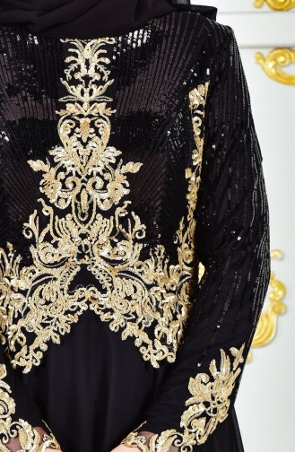 Robe de Soirée a Paillettes 8035-05 Noir 8035-05