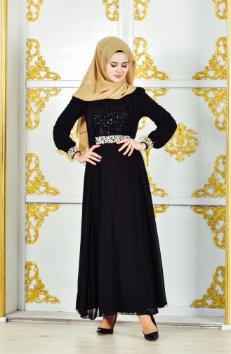 Kleid aus Chiffon 52700-02 Schwarz 52700-02