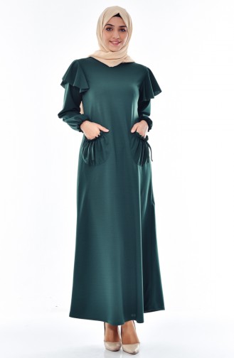 Pleated Pocket Dress 3320-02 Emerald Green 3320-02