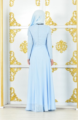 Robe de Soirée Perlées 3134-02 Bleu Bébé 3134-02