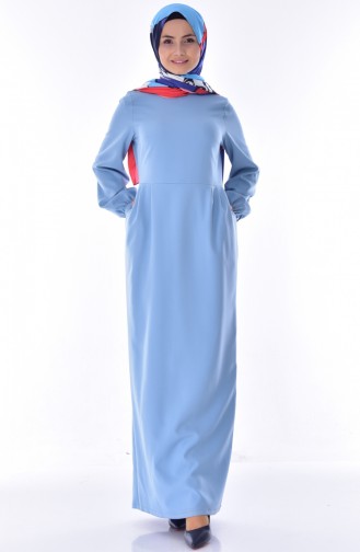 Kleid mit Tasche 1818-05 Baby Blau 1818-05