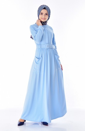 Baby Blue Hijab Dress 5125-07