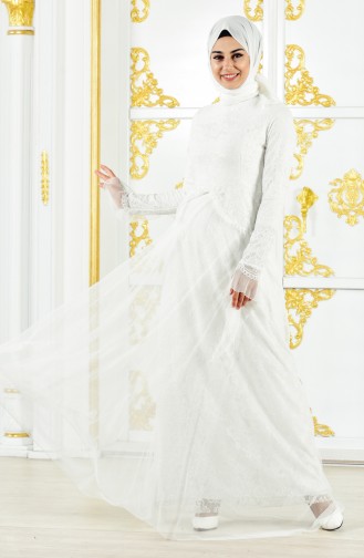 Robe de Soirée a Dentelle 11188-01 Blanc 11188-01