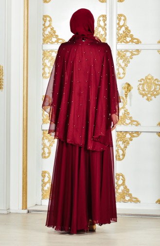Robe de Soirée avec Pélerine 1011-02 Bordeaux 1011-02
