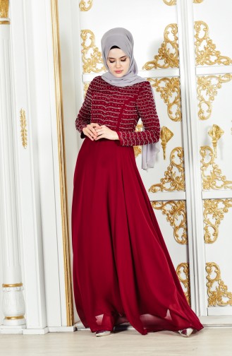 Pearl Evening Dress 3134-03 Bordeaux 3134-03