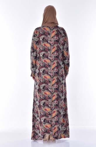 Büyük Beden Taş Detaylı Elbise 1170-01 Bordo