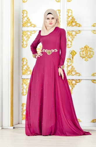 Robe de Soirée Perlées 11189-02 Fushia 11189-02