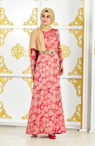 Jacquard Floral Dress 2348-01 Dried Rose 2348-01