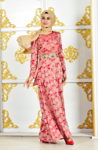 Jacquard Floral Dress 2348-01 Dried Rose 2348-01