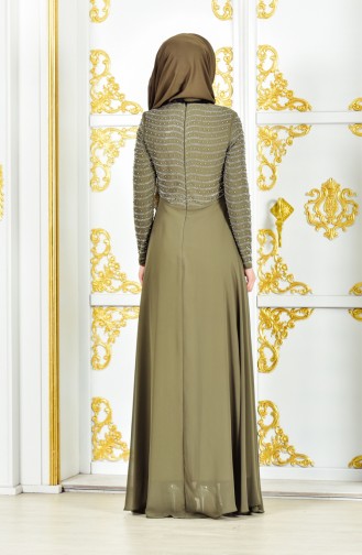 Robe de Soirée Perlées 3134-04 Khaki 3134-04