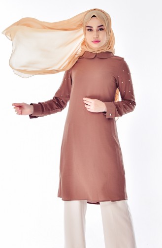 Baby Neckline Pearl Tunic 3150-01 Brown 3150-01