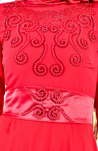 Abendkleid mit Perlen 1002-04 Rot 1002-04