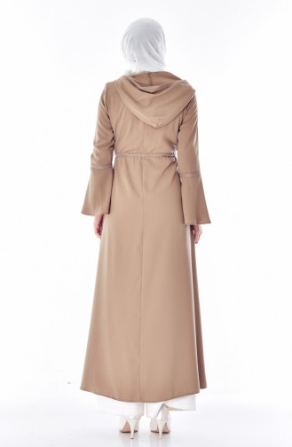 Hooded Zippered Abaya 2523-03 Dark Mink 2523-03