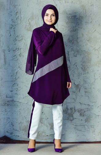 Tunik Pantolon İkili Takım 6131A-01 Mor 6131A-01