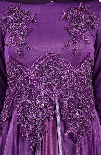 Beading Embroidered Evening Dress 3146-02 Purple 3146-02