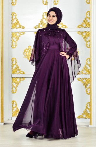 Purple Hijab Evening Dress 1011-01