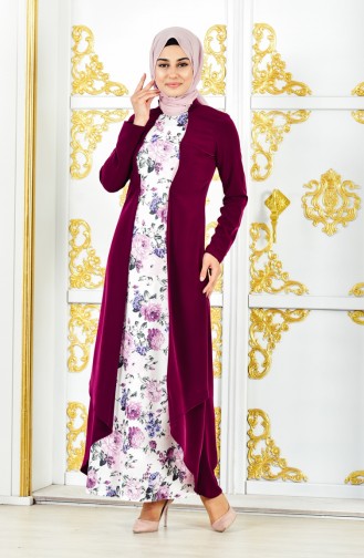 Plum Hijab Dress 5701-02