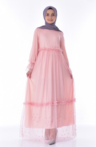 Lace Pearls Dress 8128-03 Powder 8128-03