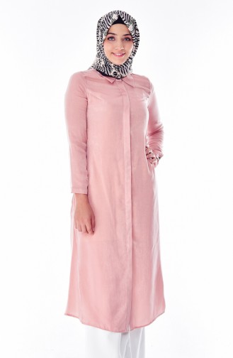 Gizli Düğmeli Uzun Tunik 50272-05 Pudra